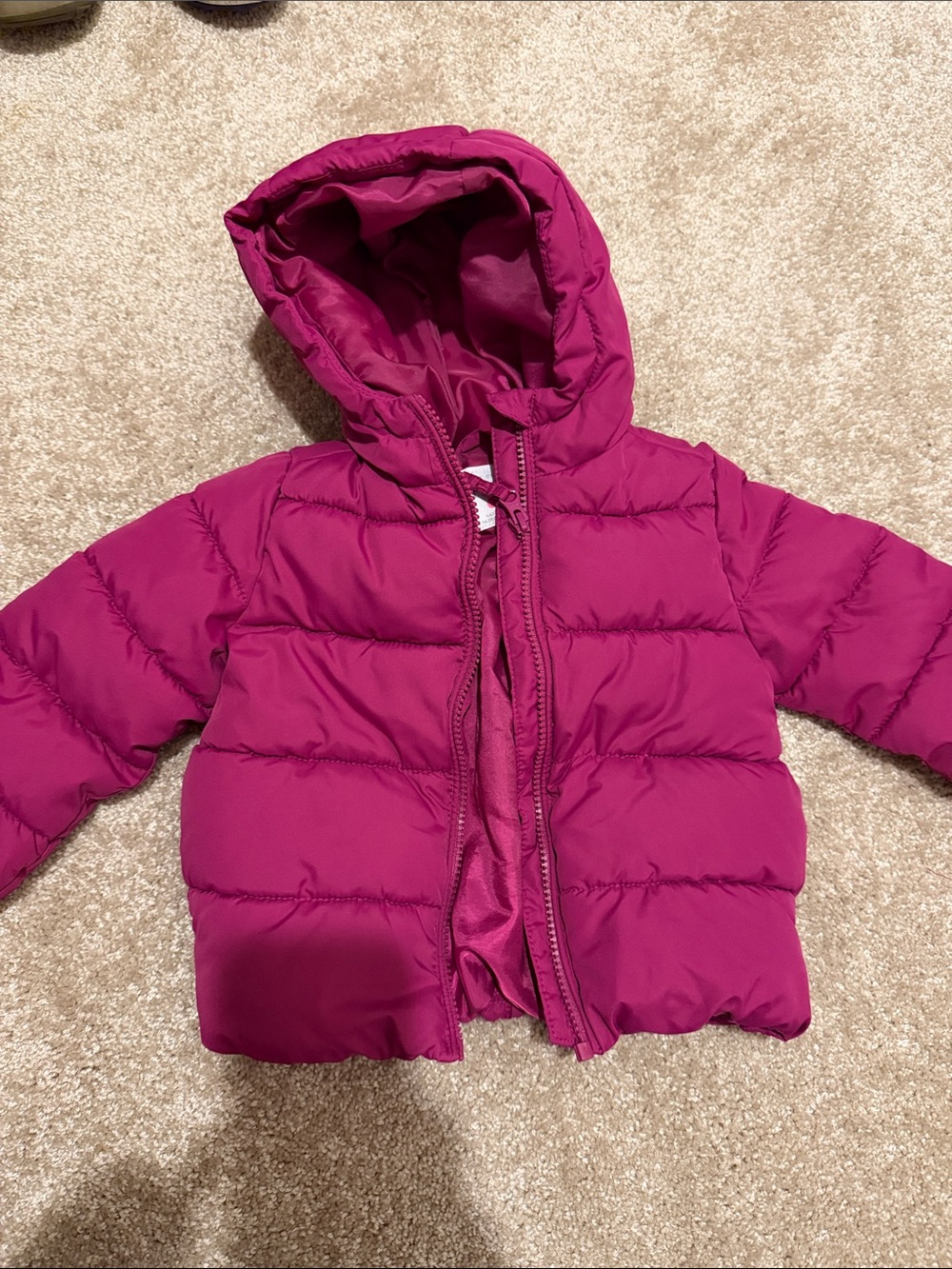 Girls 2t Hooded Puffer Jacket - Magenta